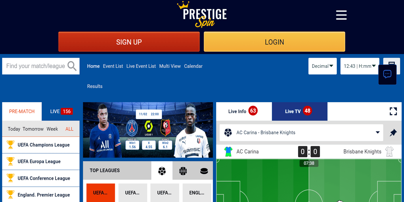 prestige spin sportsbook