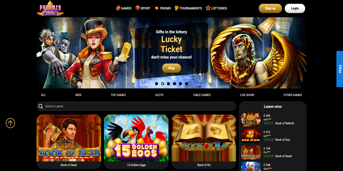 pyramid spins casino website